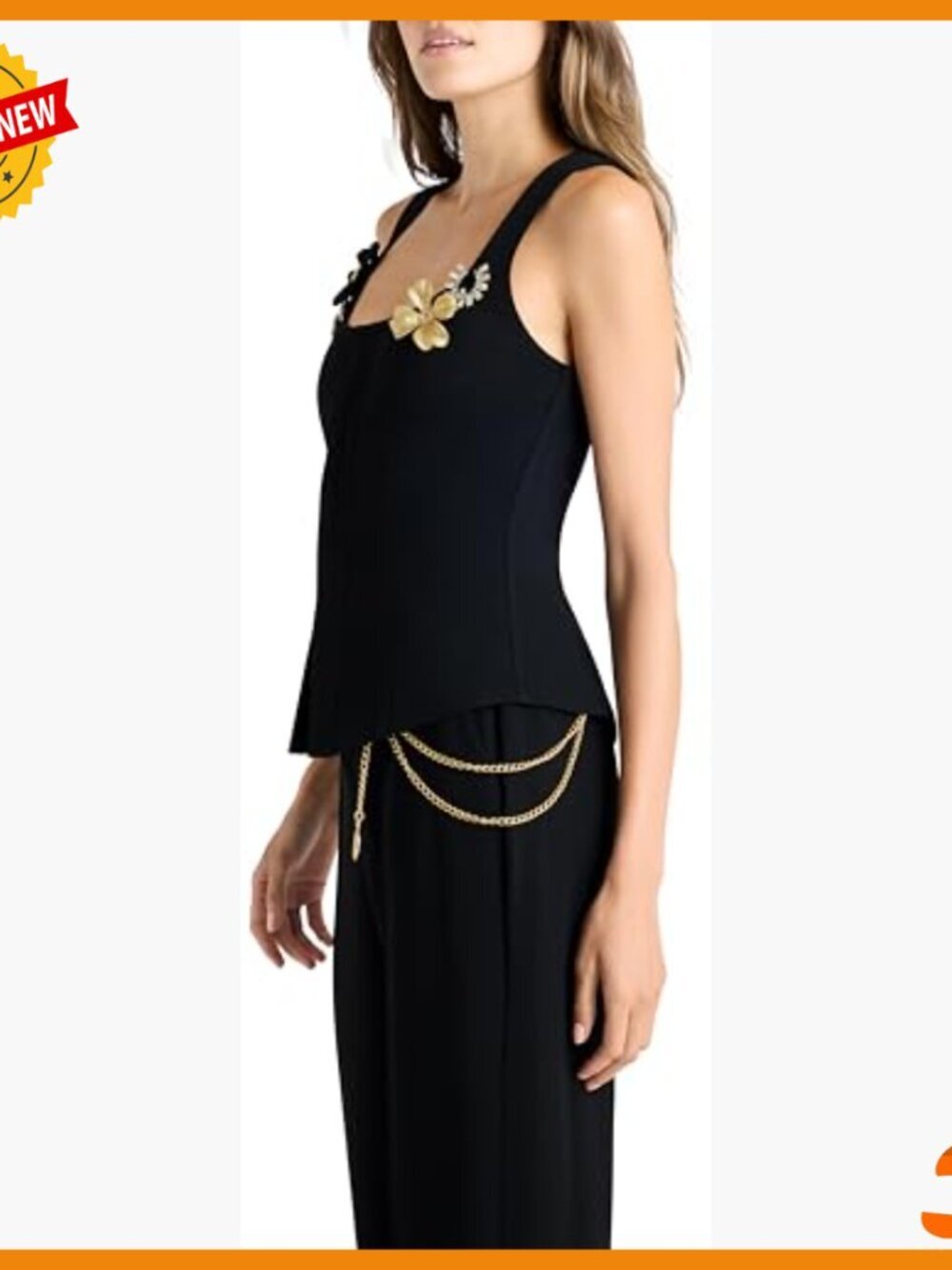 Sleeveless Snap Closure Vest with Brooch Embellishments, Dry Clean Only - Picture 4 of 4